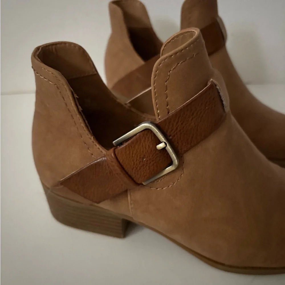 Brown/Tan Suede Ankle Booties